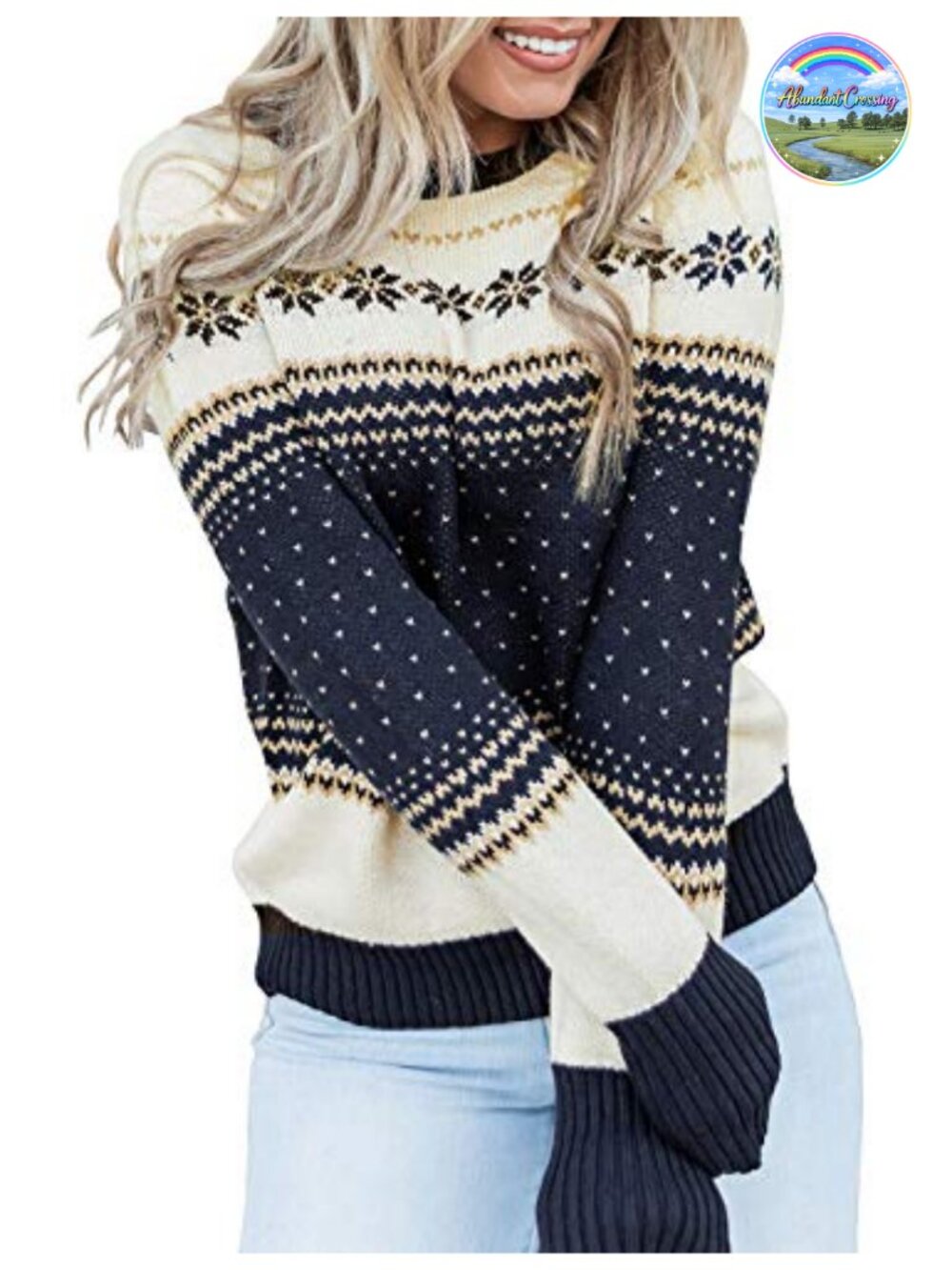 Ugly Christmas Reindeer Knit Sweater Pullover Crew Neck Acrylic
